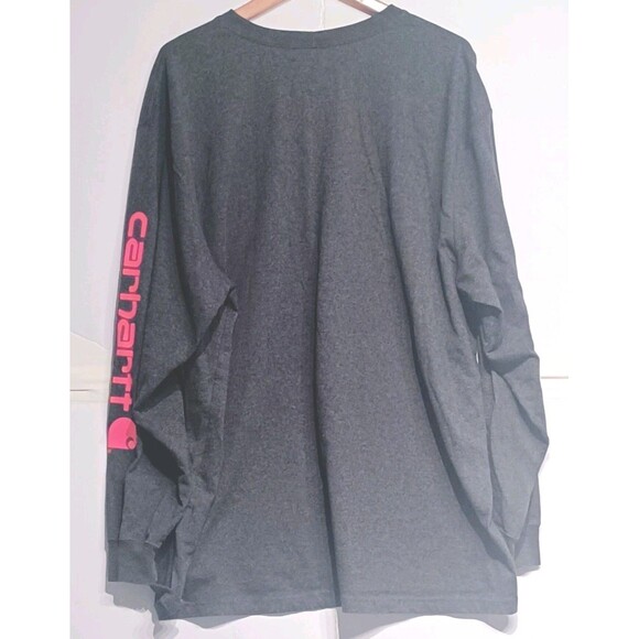 Carhartt Long Sleeve Heavy Gray  Pullover Logo Shirt Size 2XL Relax Fit - Picture 2 of 7